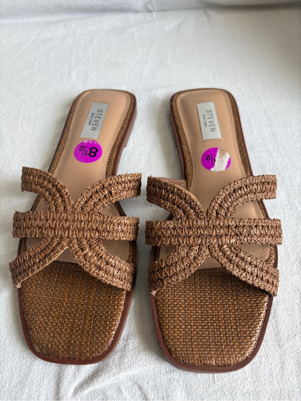 Steven By Steve New York Tan Braided Slide Sandals